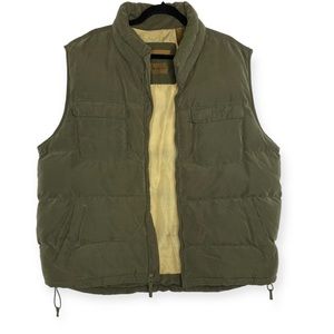 St. John's Bay Men's Olive Green Adjustable Outdoor Lumberjack Puffer Vest, XL